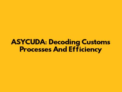 ASYCUDA: Decoding Customs Processes And Efficiency
