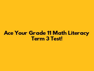 Ace Your Grade 11 Math Literacy Term 3 Test!