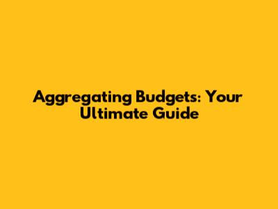 Aggregating Budgets: Your Ultimate Guide