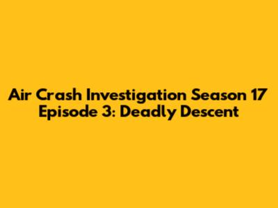 Air Crash Investigation Season 17 Episode 3: Deadly Descent