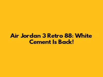 Air Jordan 3 Retro 88: White Cement Is Back!