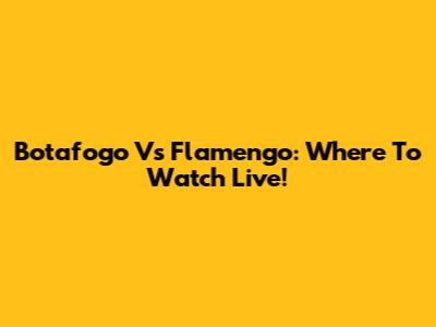 Botafogo Vs Flamengo: Where To Watch Live!
