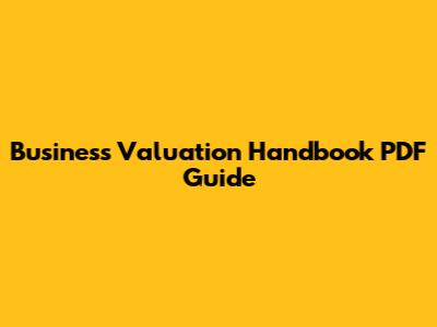 Business Valuation Handbook PDF Guide
