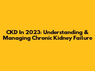 CKD In 2023: Understanding & Managing Chronic Kidney Failure