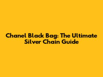 Chanel Black Bag: The Ultimate Silver Chain Guide