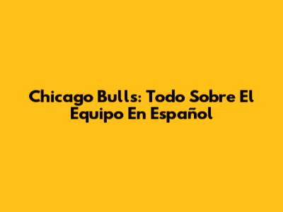 Chicago Bulls: Todo Sobre El Equipo En Español