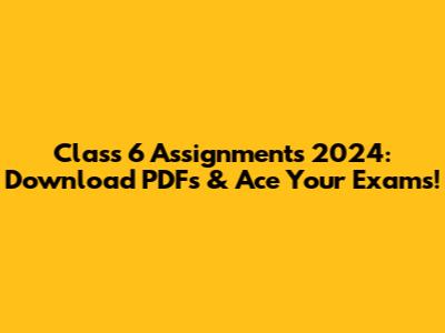 Class 6 Assignments 2024: Download PDFs & Ace Your Exams!