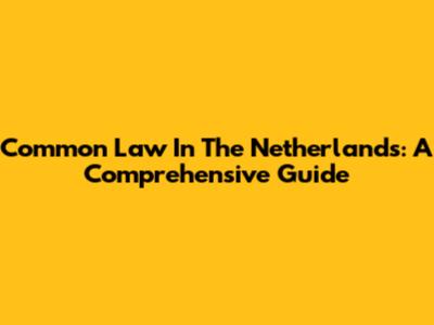 Common Law In The Netherlands: A Comprehensive Guide