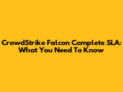 CrowdStrike Falcon Complete SLA: What You Need To Know