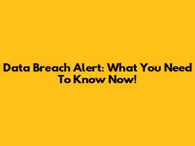 Data Breach Alert: What You Need To Know Now!