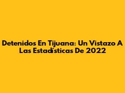 Detenidos En Tijuana: Un Vistazo A Las Estadísticas De 2022