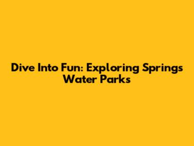 Dive Into Fun: Exploring Springs Water Parks