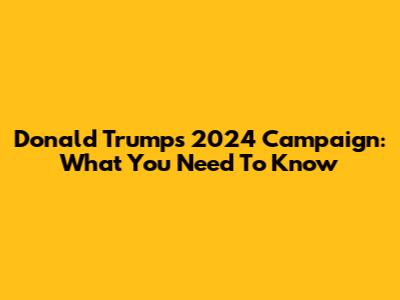 Donald Trump's 2024 Campaign: What You Need To Know