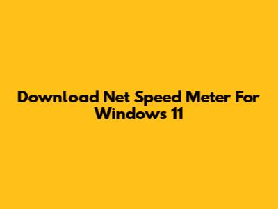 Download Net Speed Meter For Windows 11