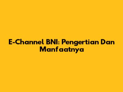 E-Channel BNI: Pengertian Dan Manfaatnya