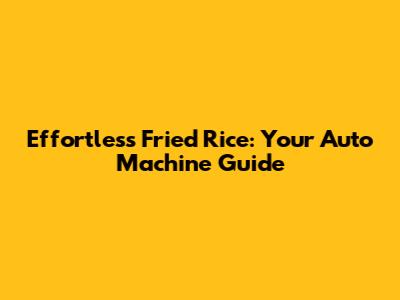 Effortless Fried Rice: Your Auto Machine Guide