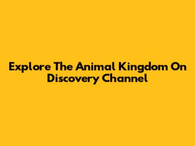 Explore The Animal Kingdom On Discovery Channel