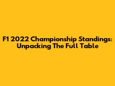 F1 2022 Championship Standings: Unpacking The Full Table