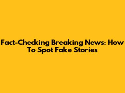 Fact-Checking Breaking News: How To Spot Fake Stories