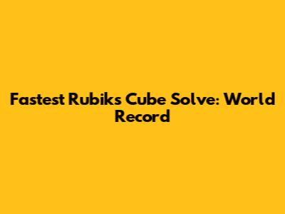 Fastest Rubik's Cube Solve: World Record