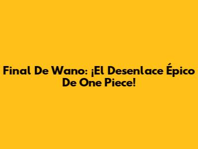 Final De Wano: ¡El Desenlace Épico De One Piece!