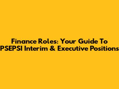 Finance Roles: Your Guide To PSEPSI Interim & Executive Positions
