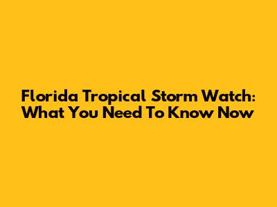 Florida Tropical Storm Watch: What You Need To Know Now