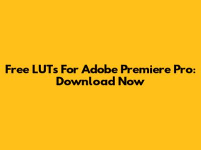 Free LUTs For Adobe Premiere Pro: Download Now