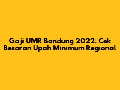 Gaji UMR Bandung 2022: Cek Besaran Upah Minimum Regional