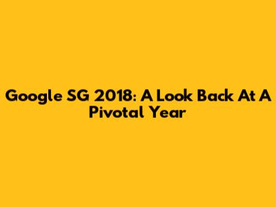 Google SG 2018: A Look Back At A Pivotal Year
