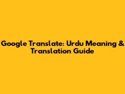 Google Translate: Urdu Meaning & Translation Guide