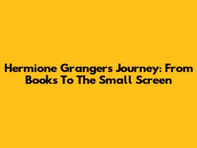 Hermione Granger's Journey: From Books To The Small Screen