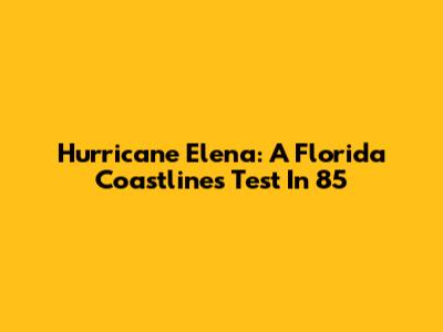 Hurricane Elena: A Florida Coastline's Test In '85