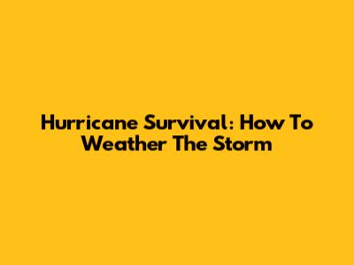 Hurricane Survival: How To Weather The Storm