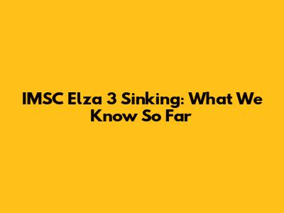 IMSC Elza 3 Sinking: What We Know So Far