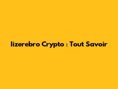 Iizerebro Crypto : Tout Savoir