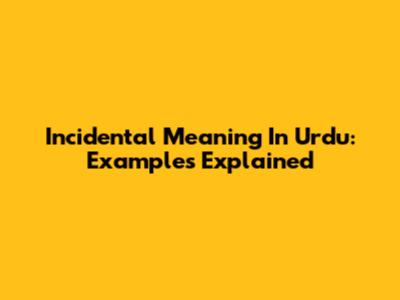 Incidental Meaning In Urdu: Examples Explained