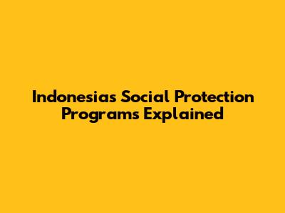 Indonesia's Social Protection Programs Explained