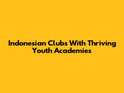 Indonesian Clubs With Thriving Youth Academies