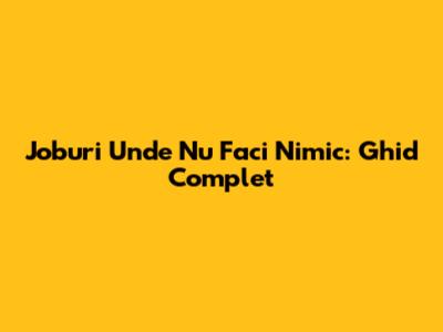 Joburi Unde Nu Faci Nimic: Ghid Complet