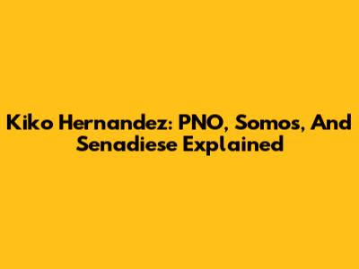 Kiko Hernandez: PNO, Somos, And Senadiese Explained