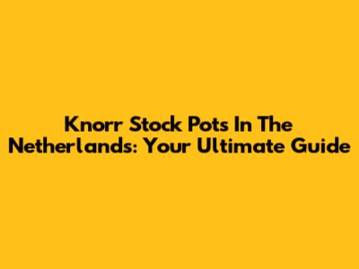 Knorr Stock Pots In The Netherlands: Your Ultimate Guide