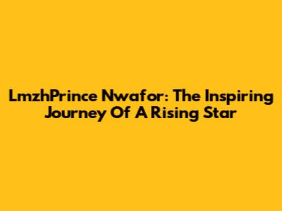 LmzhPrince Nwafor: The Inspiring Journey Of A Rising Star