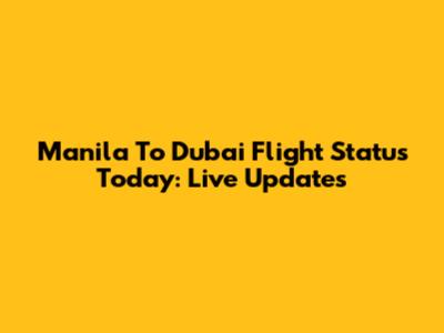 Manila To Dubai Flight Status Today: Live Updates