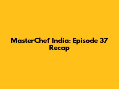 MasterChef India: Episode 37 Recap