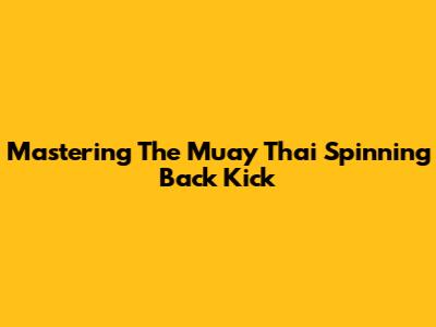 Mastering The Muay Thai Spinning Back Kick