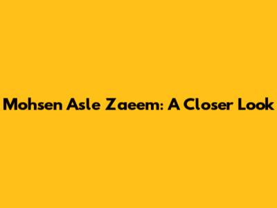 Mohsen Asle Zaeem: A Closer Look