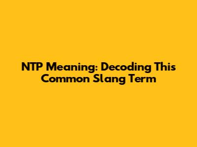 NTP Meaning: Decoding This Common Slang Term
