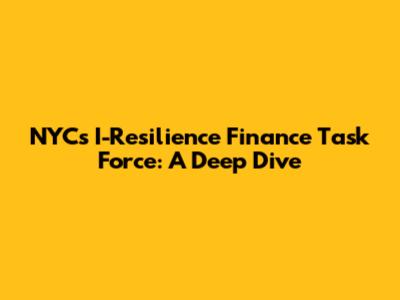 NYC's I-Resilience Finance Task Force: A Deep Dive