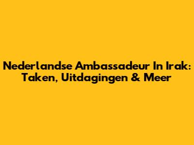 Nederlandse Ambassadeur In Irak: Taken, Uitdagingen & Meer
